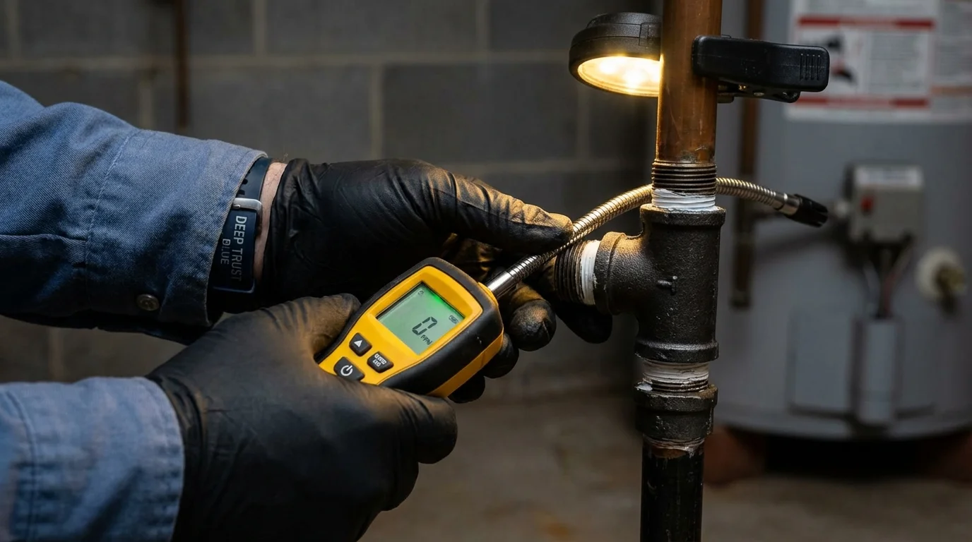 Gas leak detection with electronic sniffer by Johns Plumbing LLC in East Elmhurst