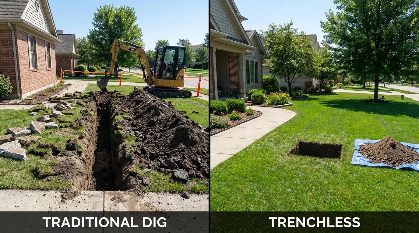 Trenchless sewer repair with minimal yard damage versus traditional excavation in East Elmhurst, NY